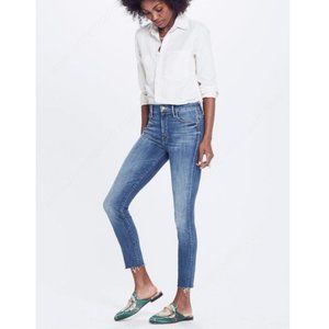 MOTHER High Waisted The Looker Ankle Fray Jeans